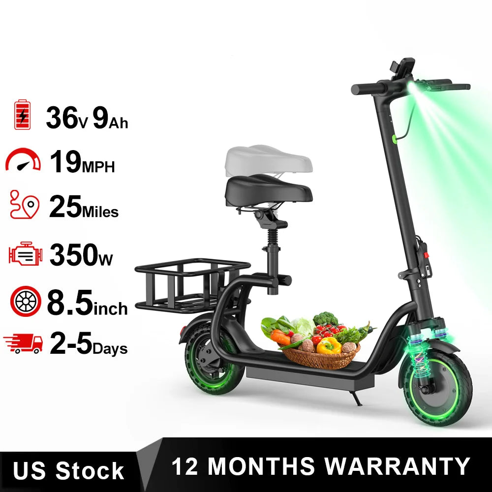 AOVOPRO Maxshot Electric Scooter 350W With Seat And Basket