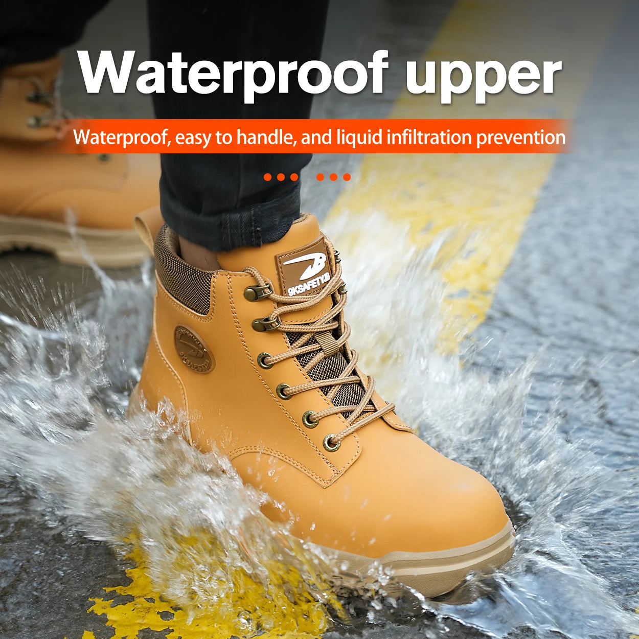 Breathable High Top PU Safety Shoes Puncture Resistant Smash Resistant