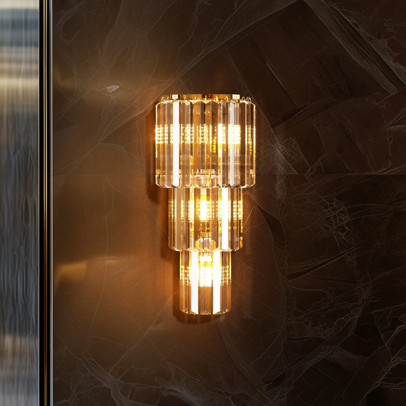 LUVODI Modern Crystal Wall Lamp Sconce Light E14 LED