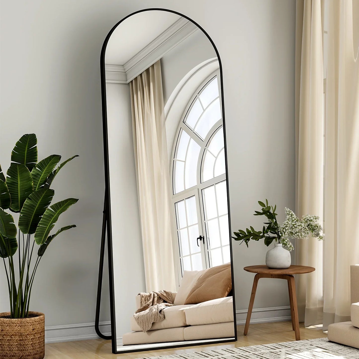 Arched Floor Mirror Free Standing for Hallway Bedroom Decor