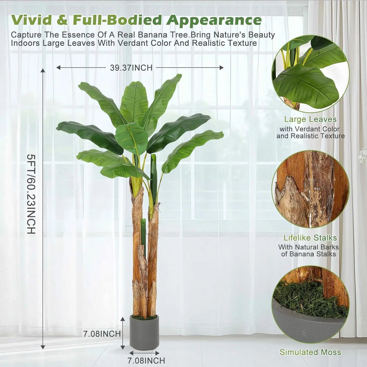HiMISS Artificial Banana Tree With Planter For Home Decor