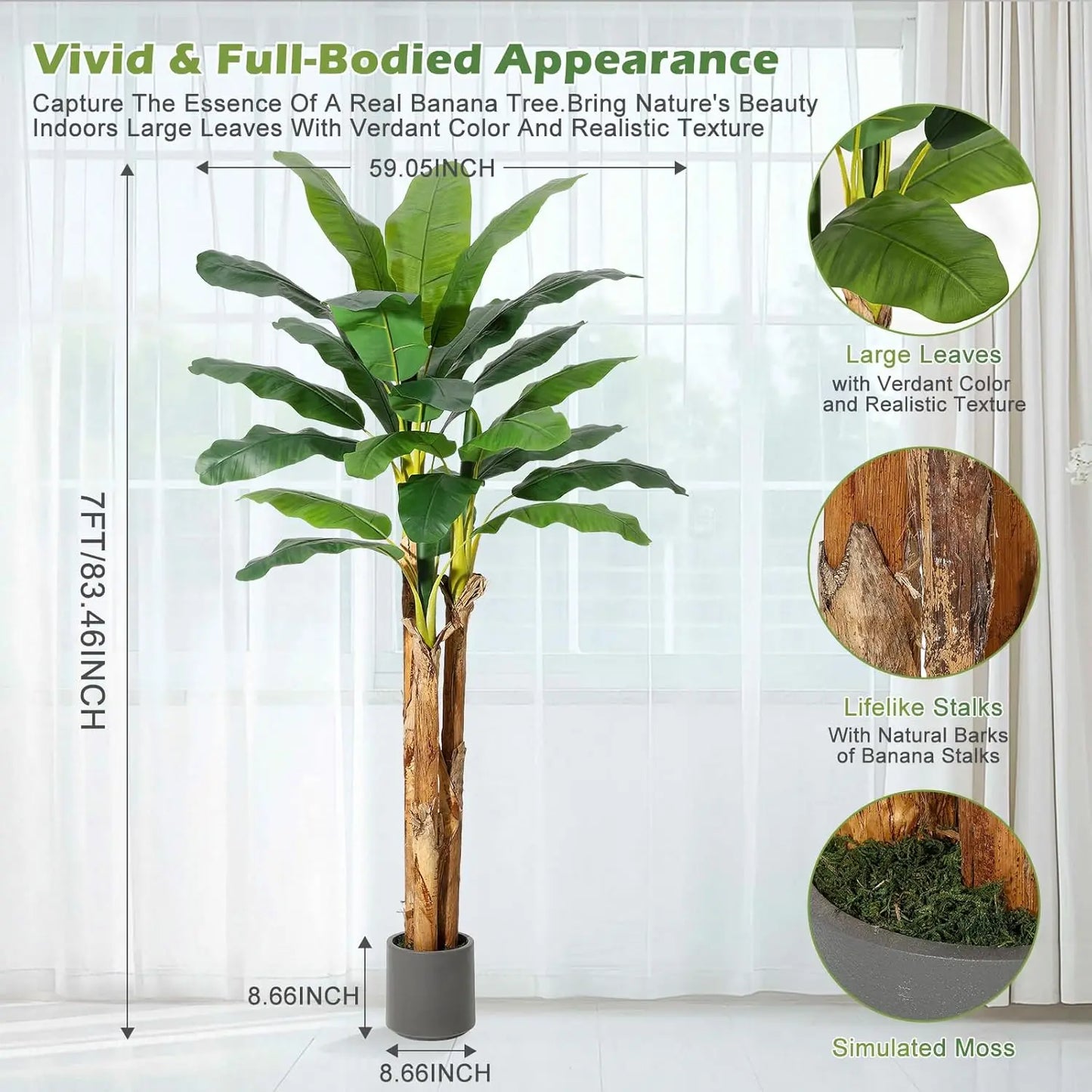 HiMISS Artificial Banana Tree With Banana Leaves For Home Decor