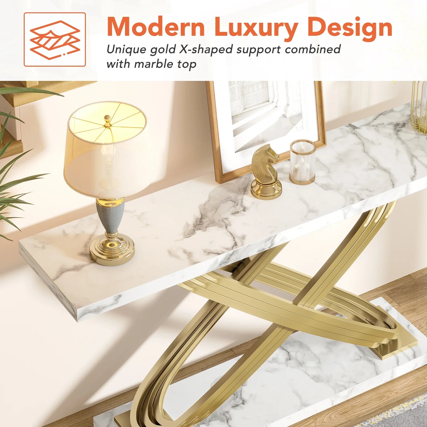 Tribesigns Modern Console Table Faux Marble Entryway
