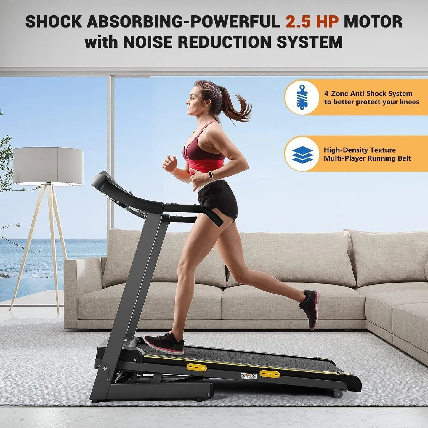 Auto Incline Treadmill With 2.5HP Electric Running Machine 15 Programs