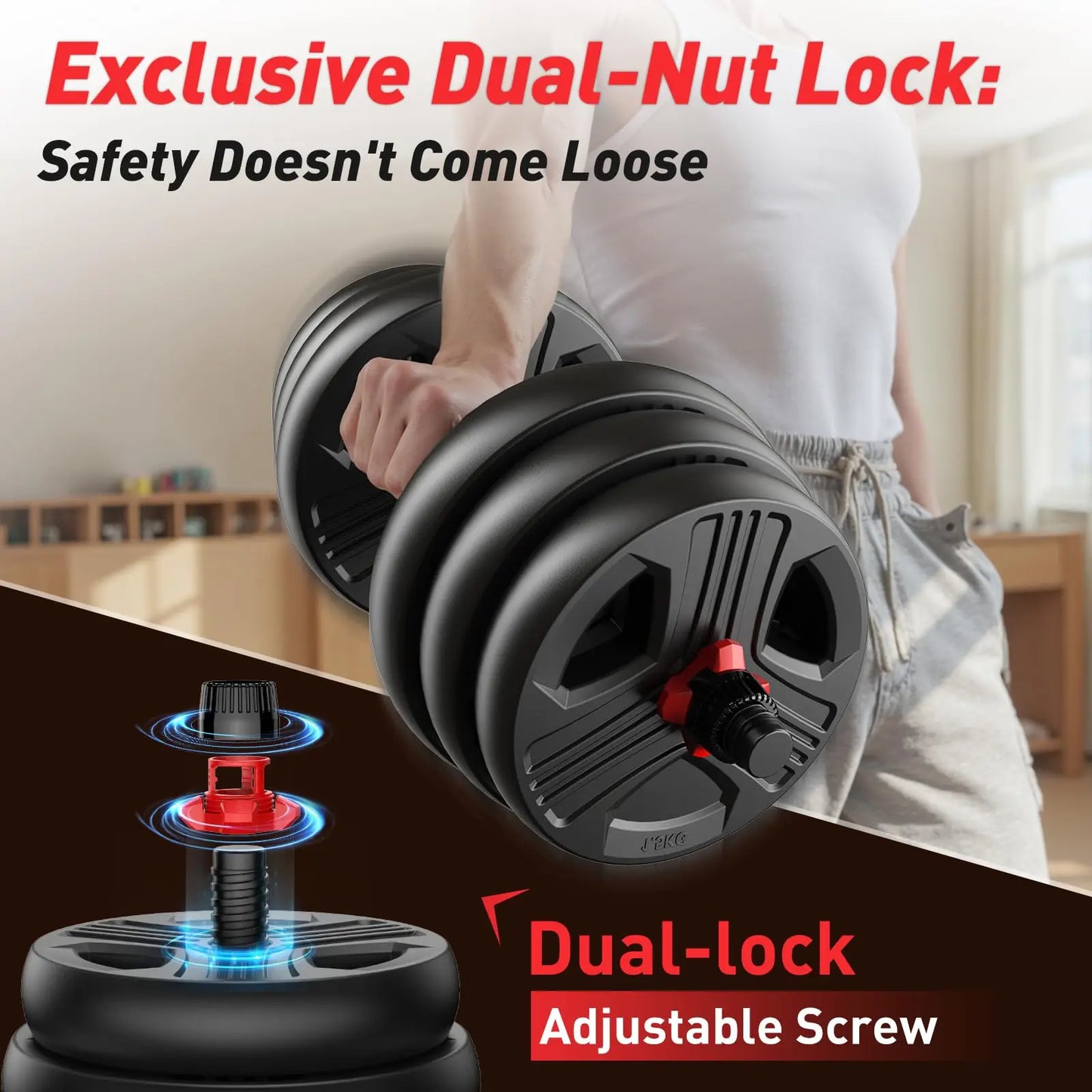 FED Fitness 5 in 1 Adjustable Dumbbell Set Barbell Kettlebell