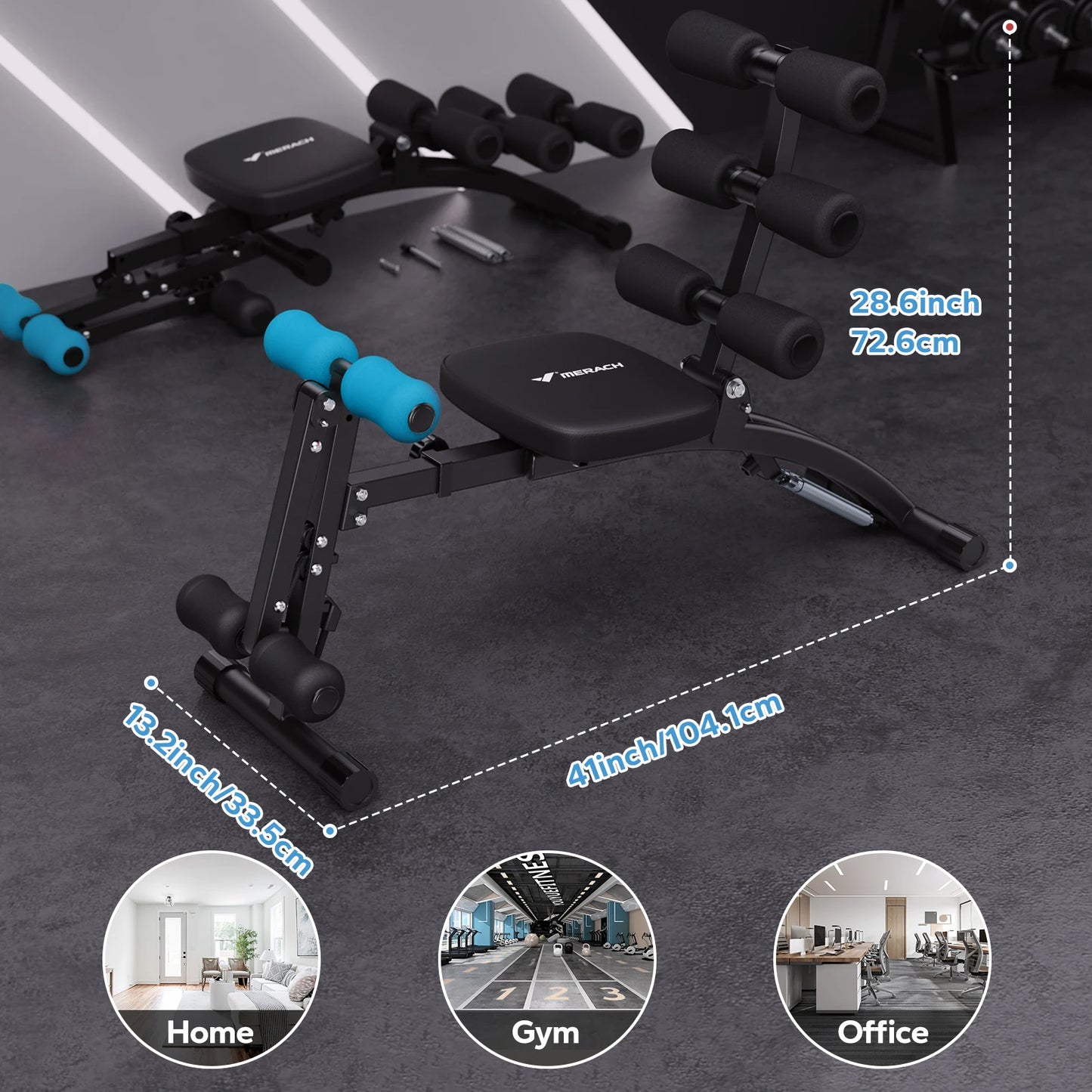 MERACH Ab Machine Multi-Functional Adjustable Sit Up Bench