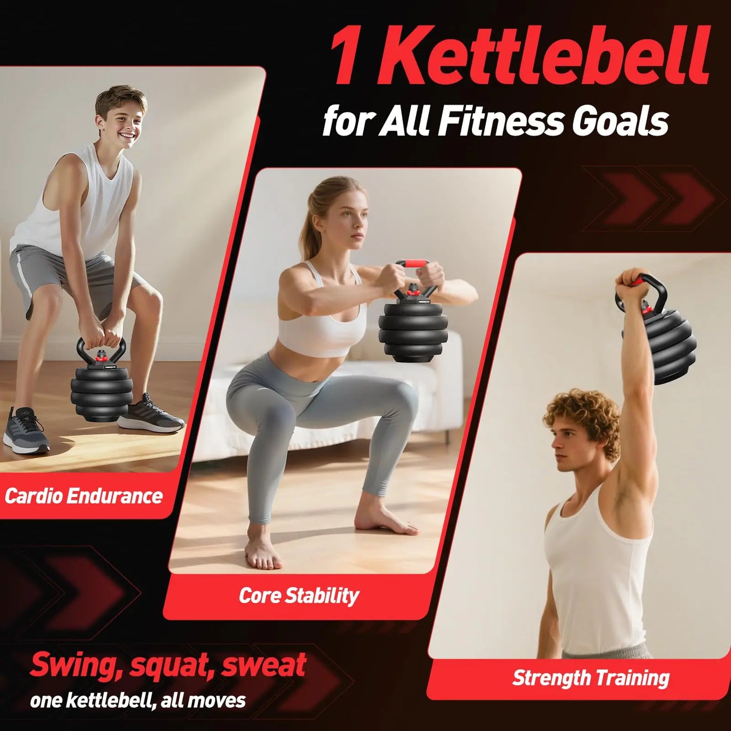 FED Fitness 5-In-1 Adjustable Dumbbell Set With Barbell 20/35/45/70/90 Lb