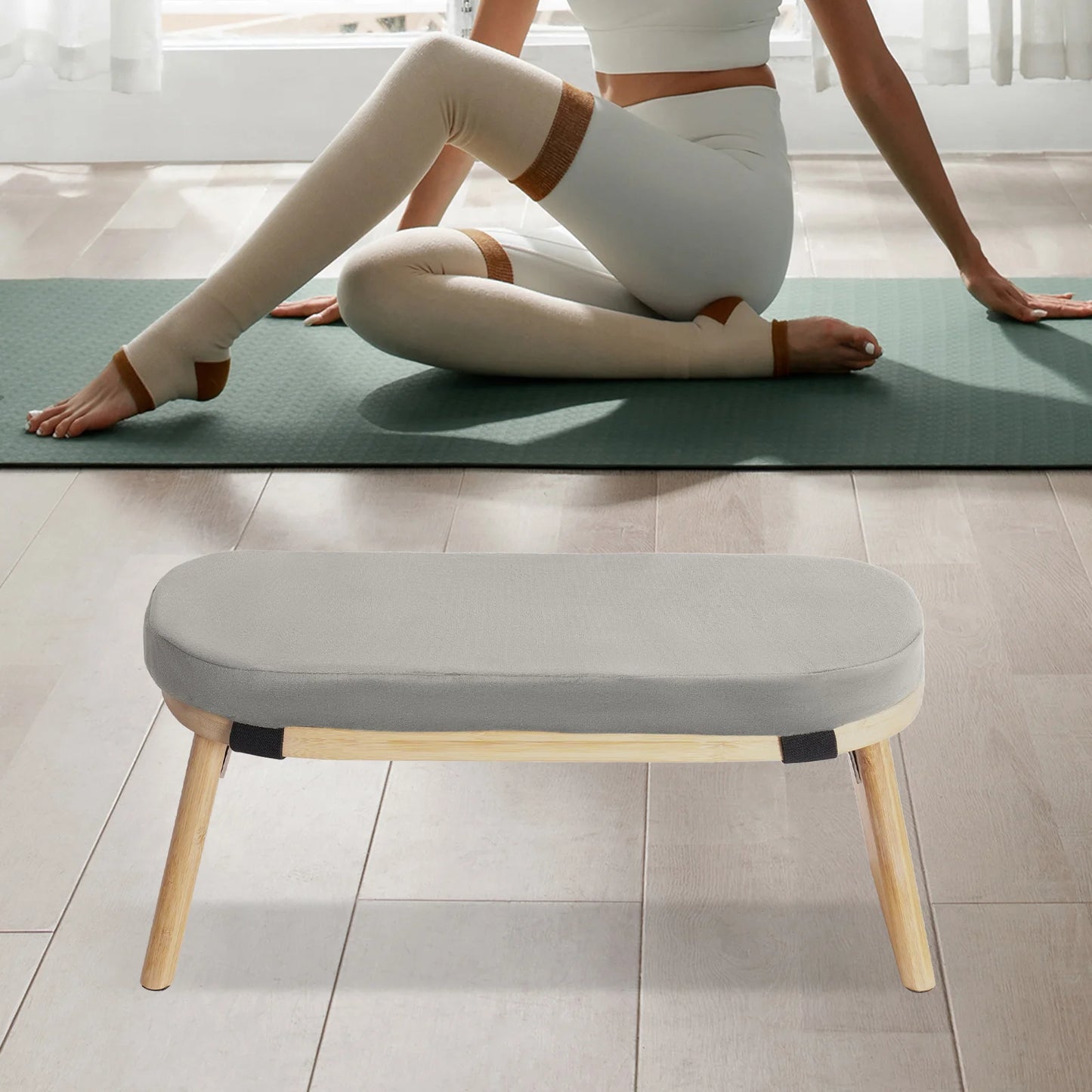 Bymaocar Foldable Meditation Bench Kneeling Stool For Home Yoga