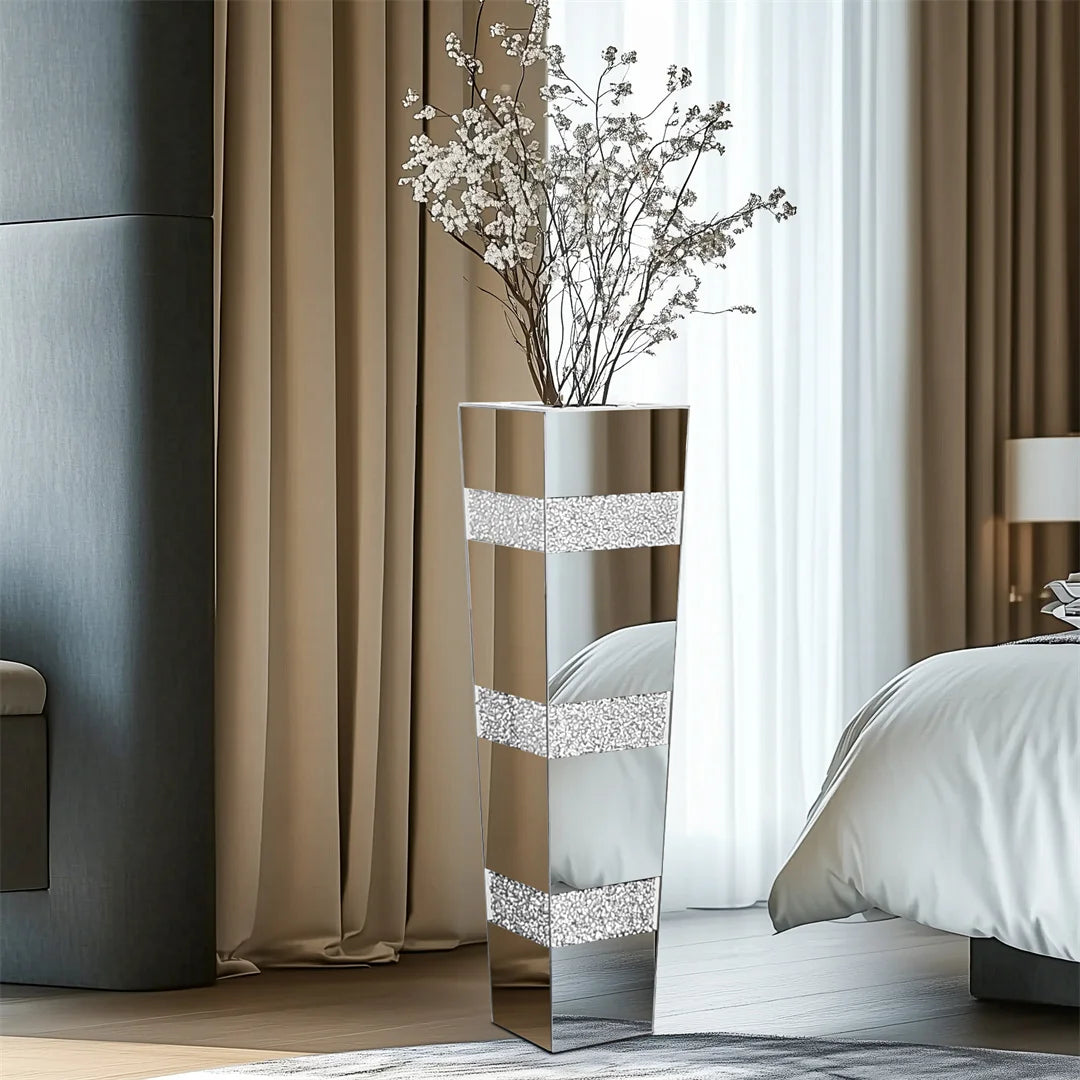 Modern Floor Vase With Crystal Accents For Home Decor
