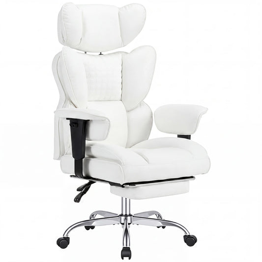 JHK Ergonomic Adjustable Armrests Reclining Office Chair PU Leather