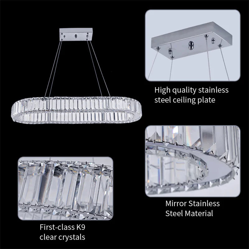GreeLustr Indoor K9 Crystal Oval Ring Lamp Pendant