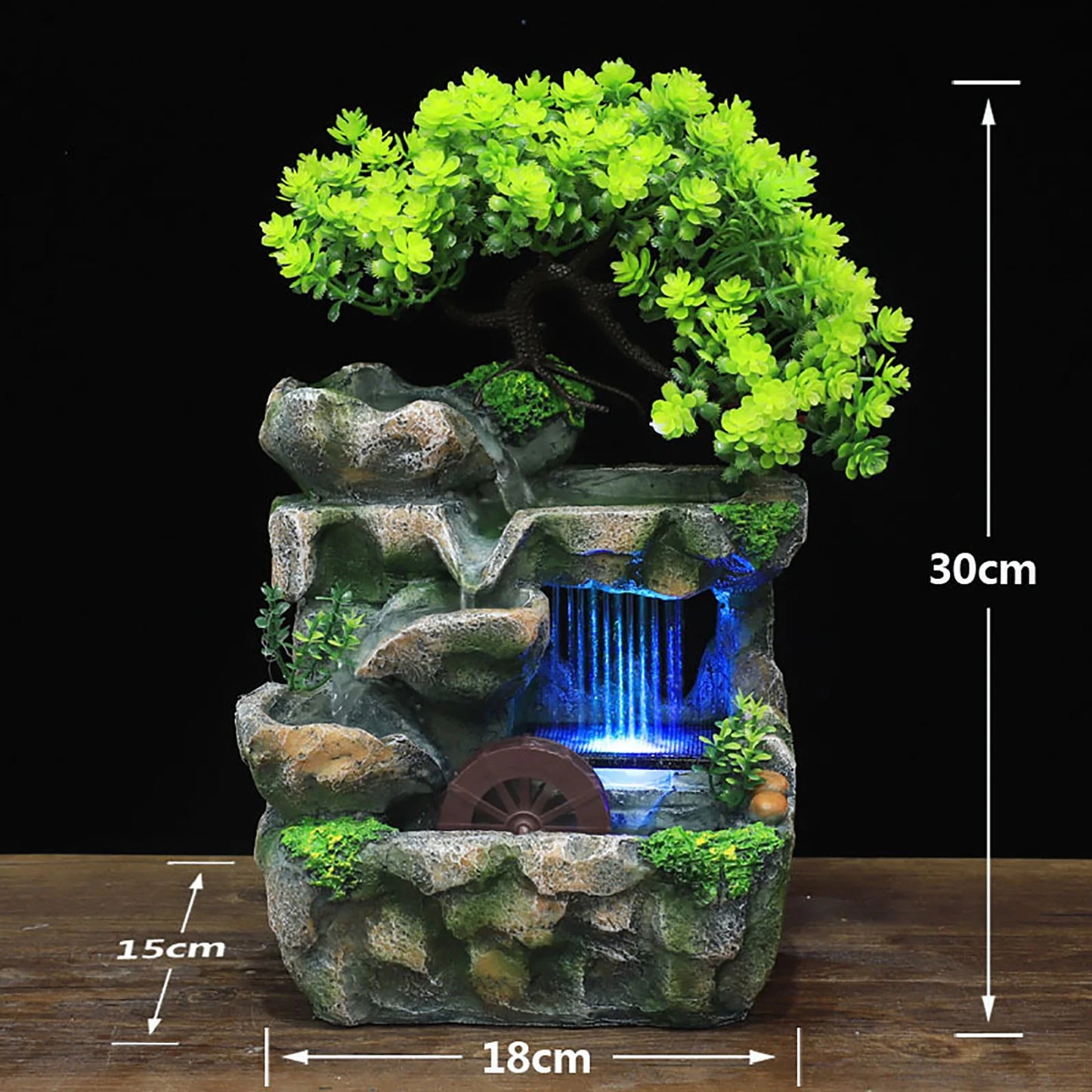 Indoor Room Fountain Waterfall With Color Changing LED Lights Zen Meditation
