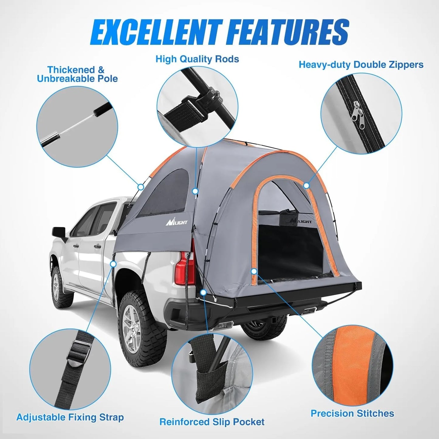 Nilight Truck Bed Tent Two Person Waterproof Pickup Camping Tent