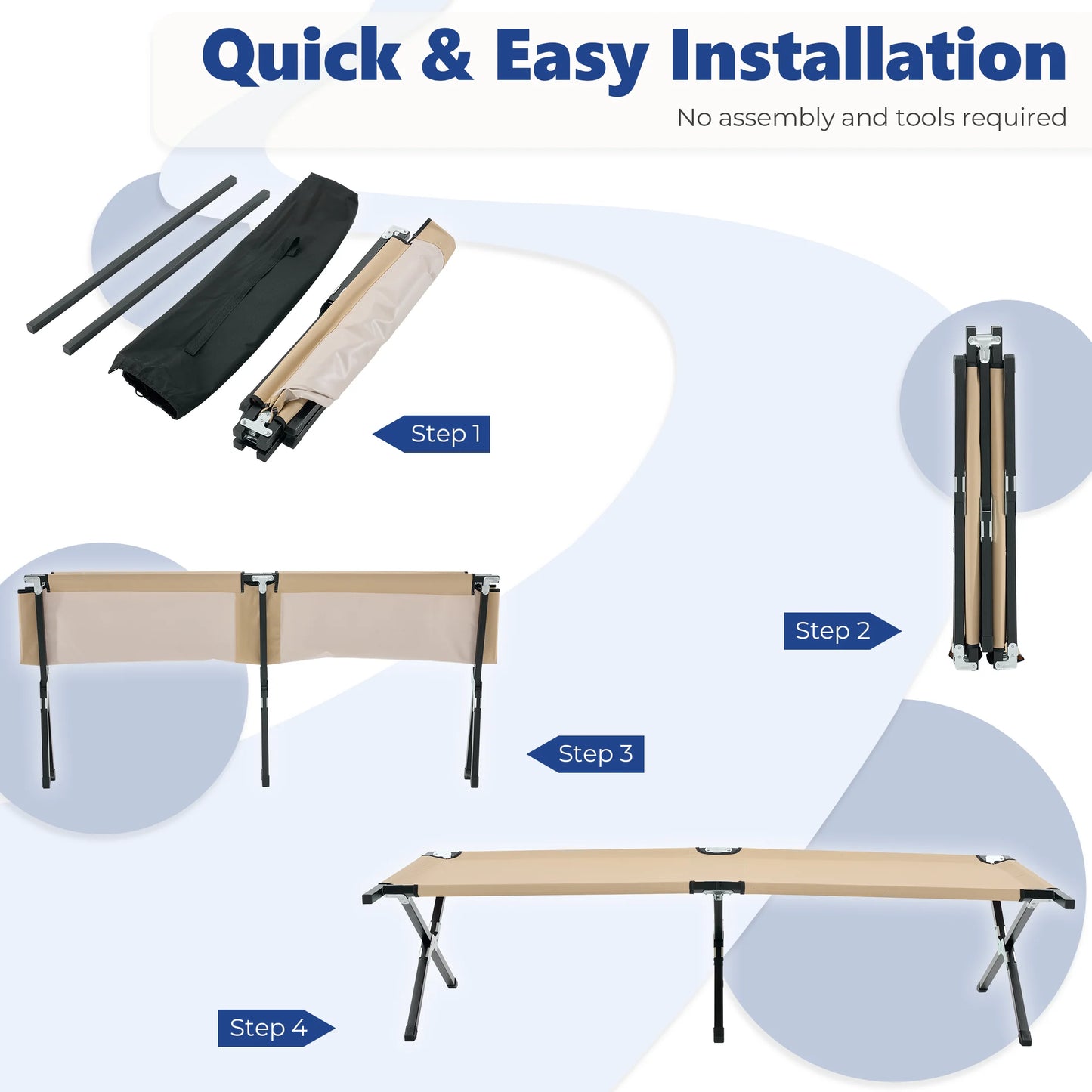 JHK Portable Folding Camping Cot Bed With 300 Lb Capacity