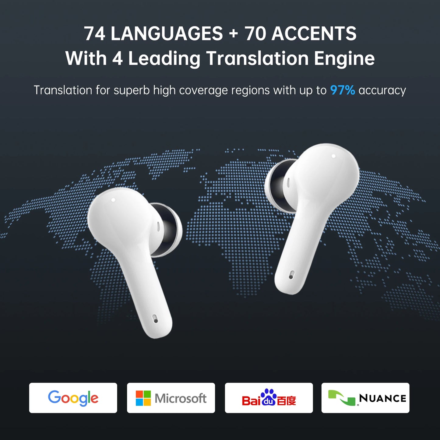 Wooask M6 Translator Earbuds Bi Directional Real Time Translator Device