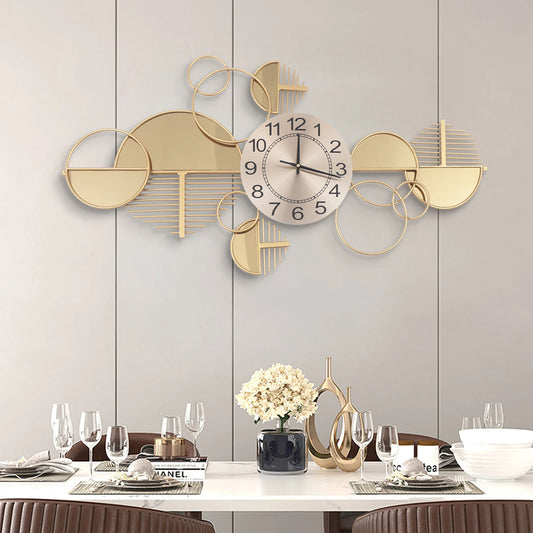 Creative Modern Metal Wall Clock, Silent Battery Operated, Minimalist Decor