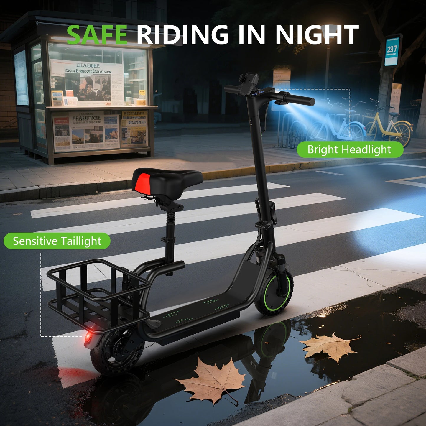 AOVOPRO Maxshot Electric Scooter 350W With Seat And Basket