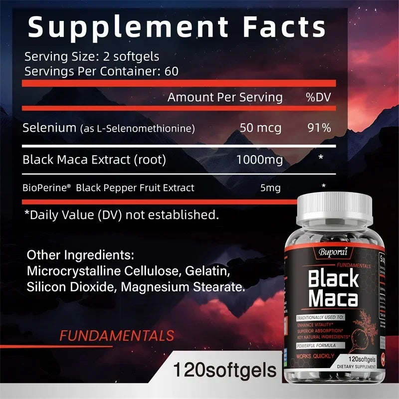 Pslalae Black Maca Supplement Buporai Energy Endurance