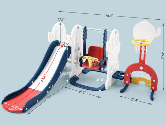 Toddler 7 In 1 Deluxe Playground Slide Swing Set Hoop