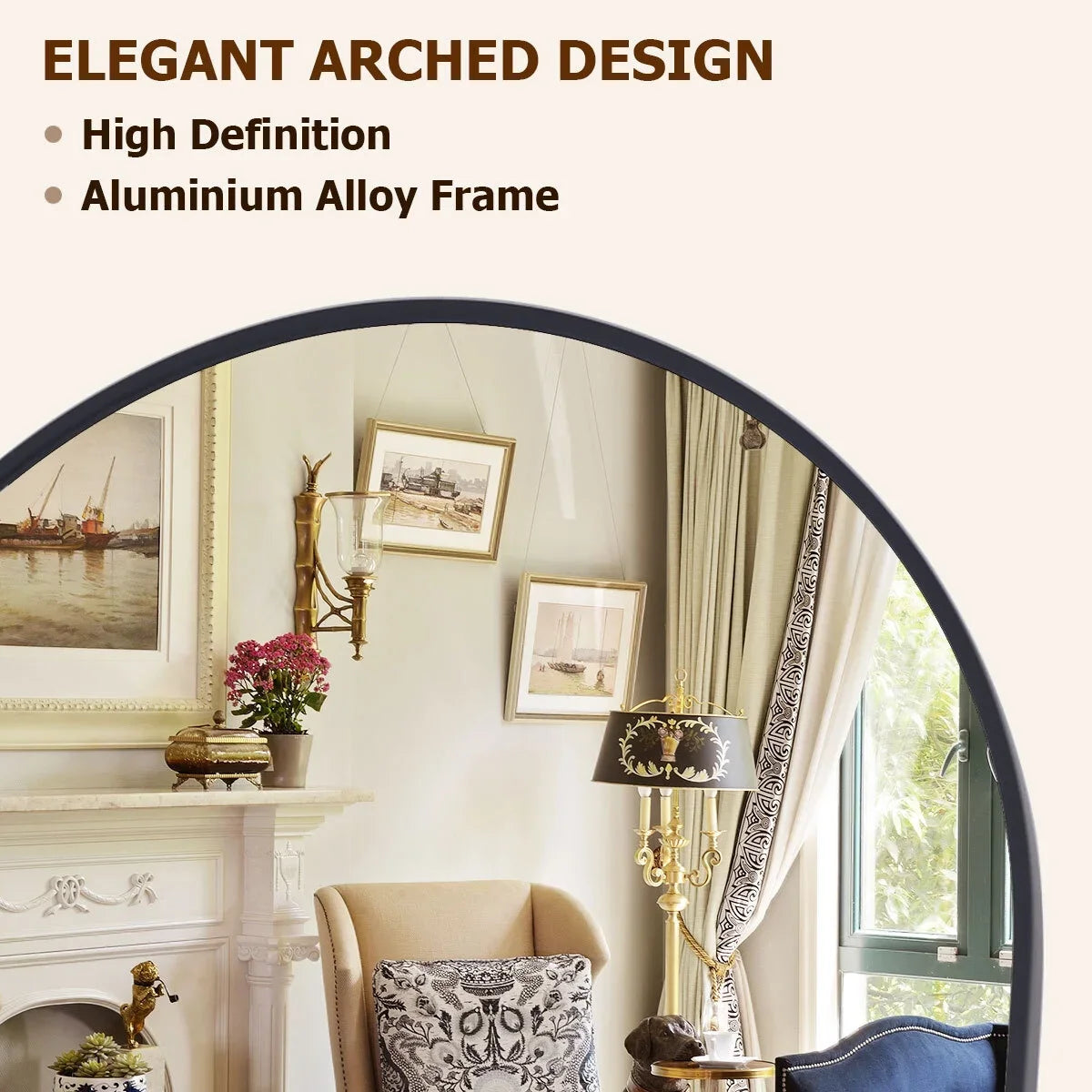Arched Floor Mirror Free Standing for Hallway Bedroom Decor