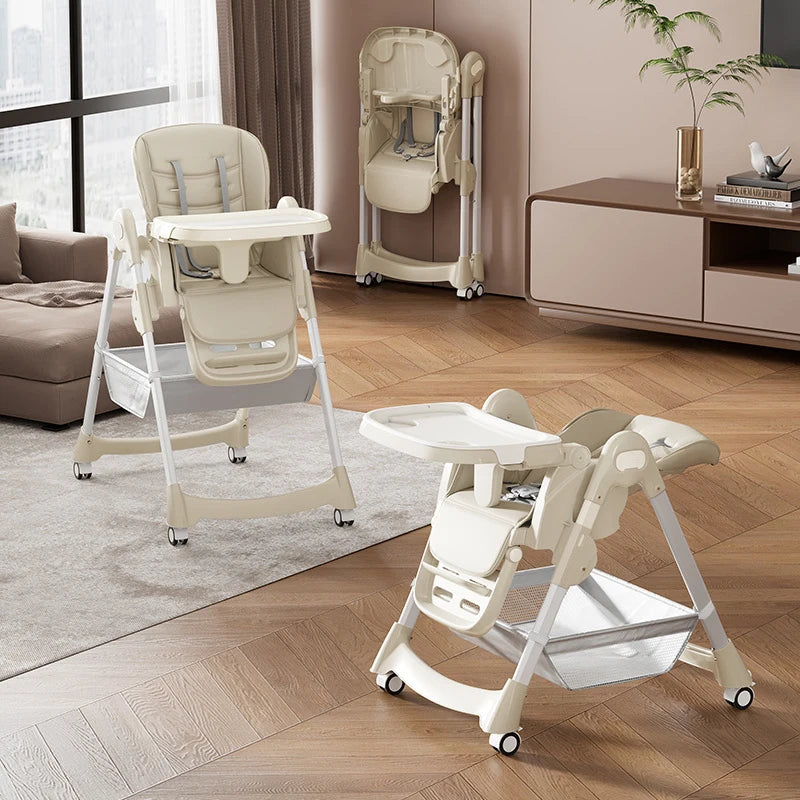 Foldable High Chair For Babies And Toddlers With Adjustable Backrest