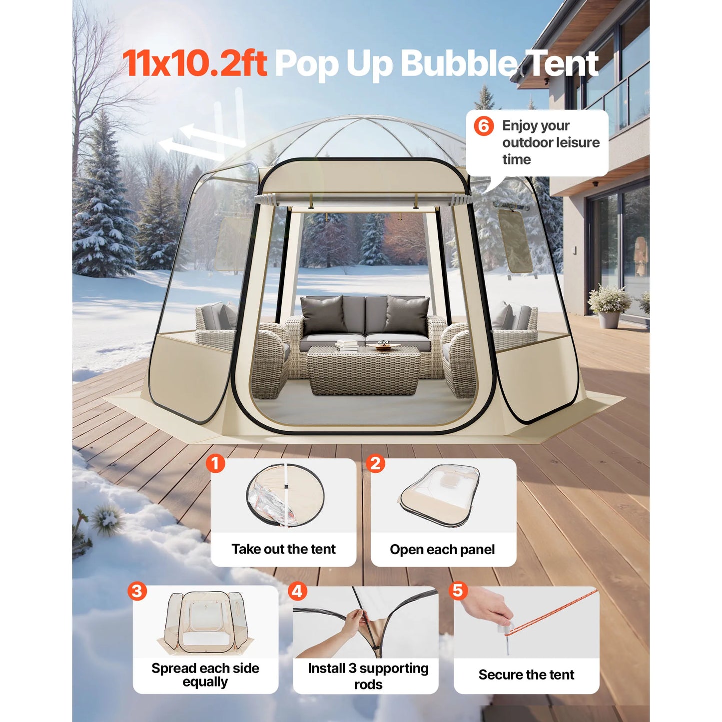 SucceBuy Pop Up Bubble Tent Waterproof UV-Resistant Dome Shelter