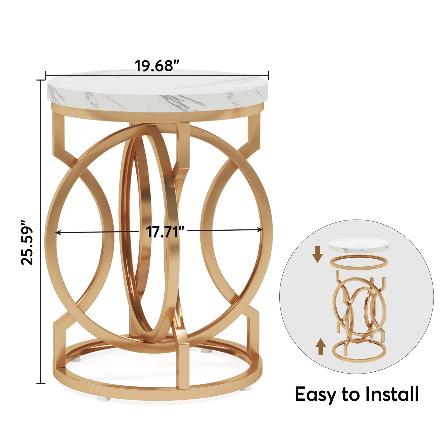 Tribesigns Modern Round End Table With Wood Top And Base
