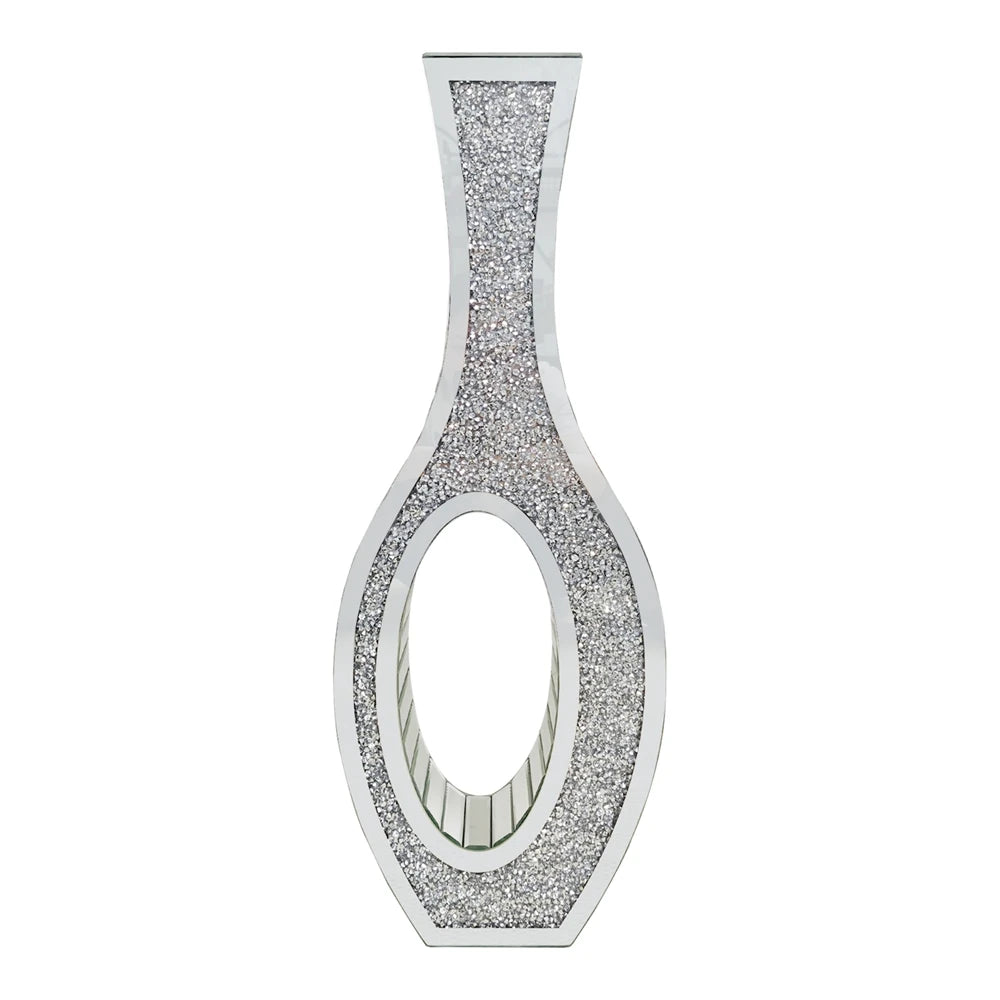 Mirrored Floor Vase With Diamond Crush Decorative Glass and MDF