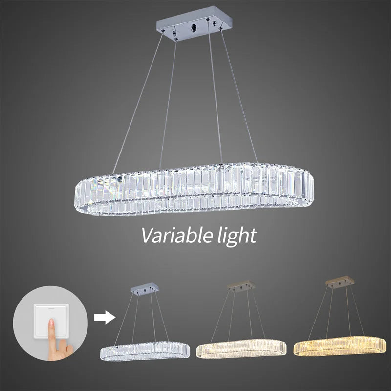 GreeLustr Indoor K9 Crystal Oval Ring Lamp Pendant