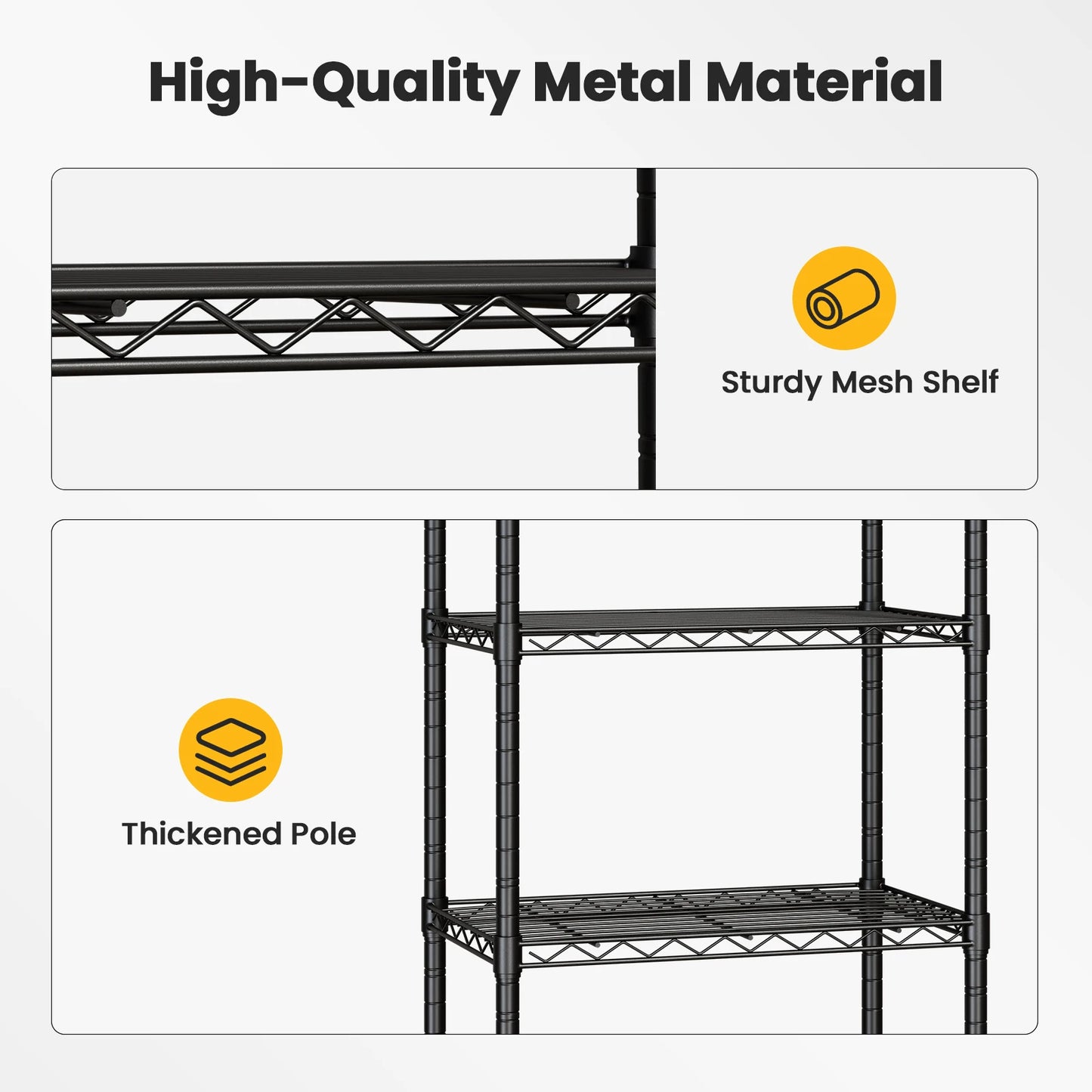 JHK Three to Five Tier Grid Storage Bookshelf With Wheels