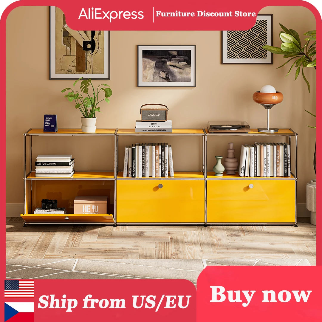 Modern Stainless Steel Storage Cabinet Organizer TV Stand