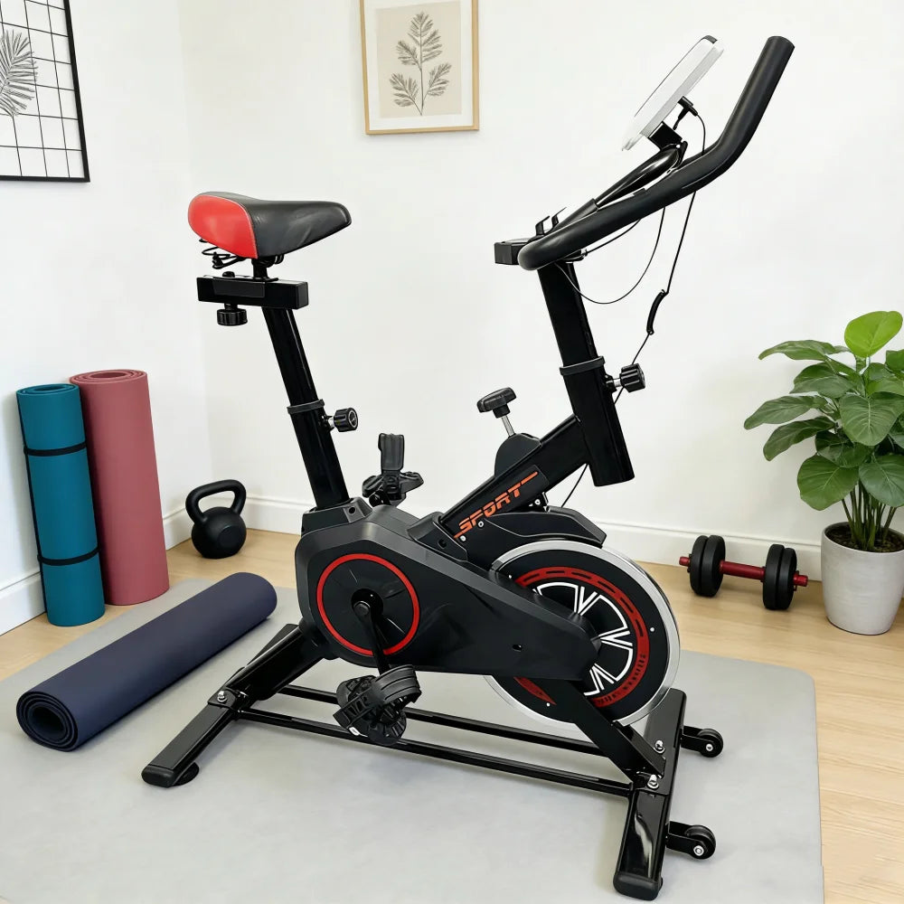 Silent Indoor Spin Bike With Adjustable Comfort Seat For Cardio Training