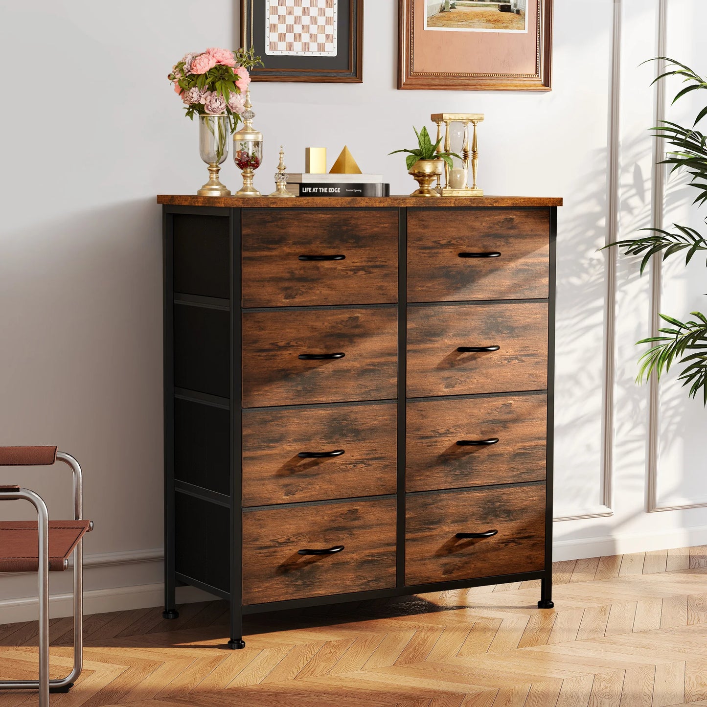 JHK Dresser Wardrobe With 8 Drawers Steel Frame Storage Cabinet