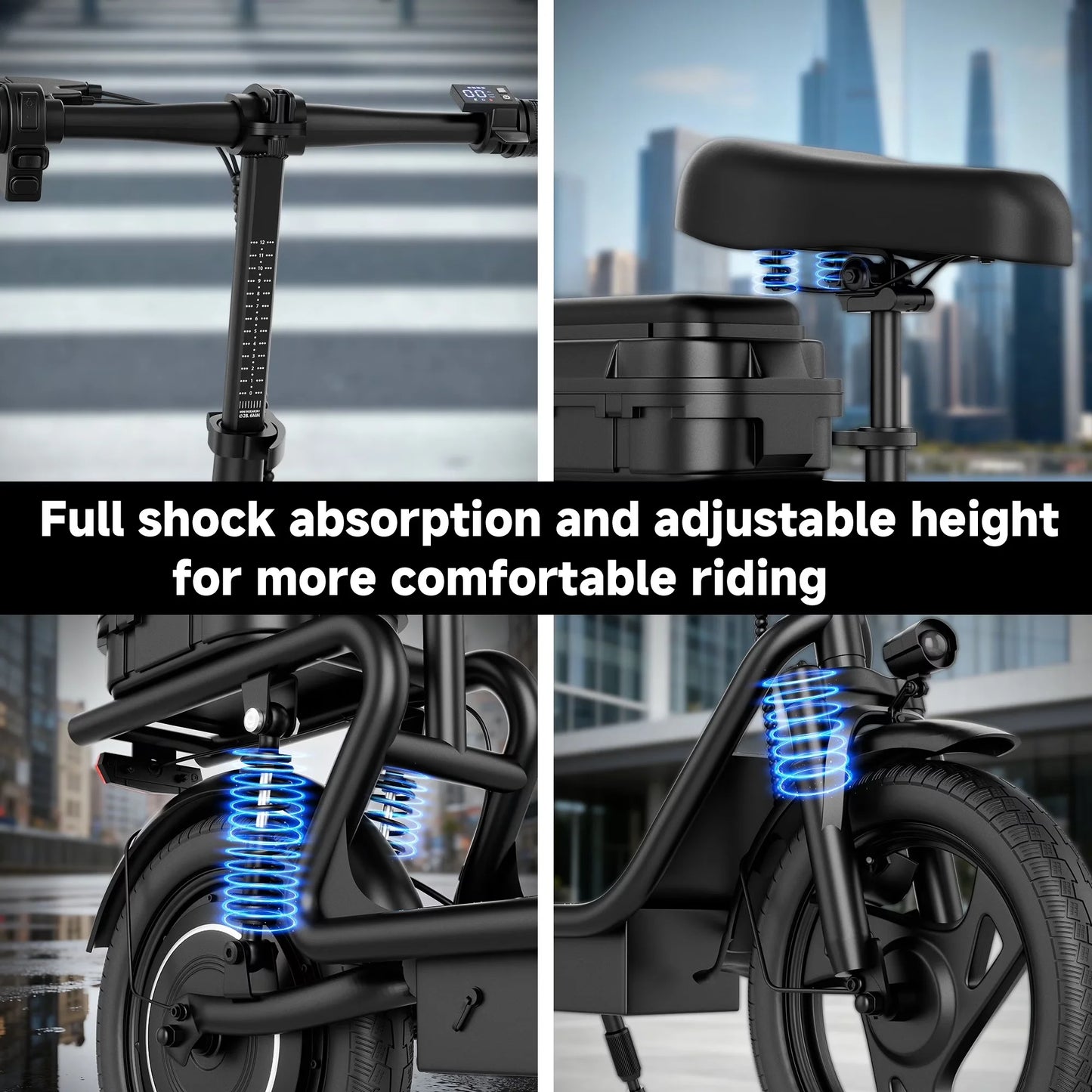 AOVOPRO Electric Scooter for Adults Folding Dual Suspension 500W