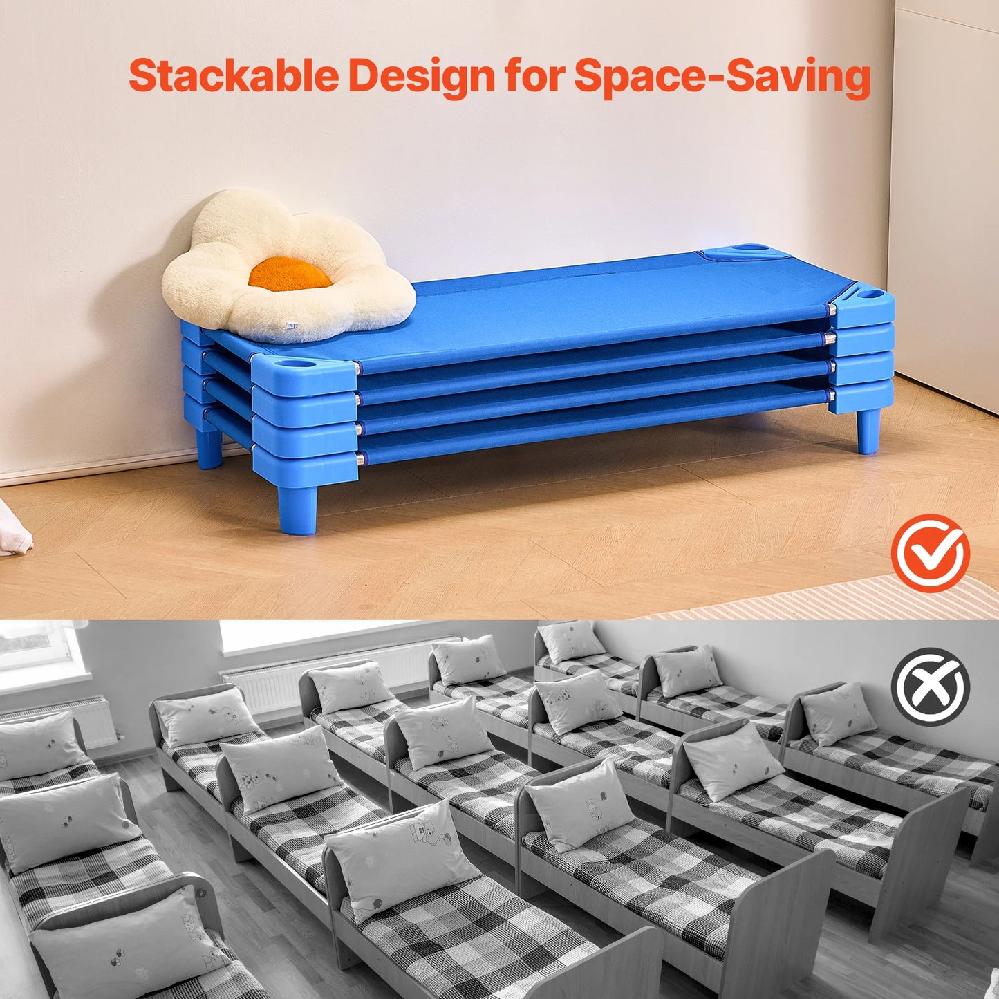 VEVOR Stackable Kiddie Cots Pack Of Four Or Six For Preschool Daycare