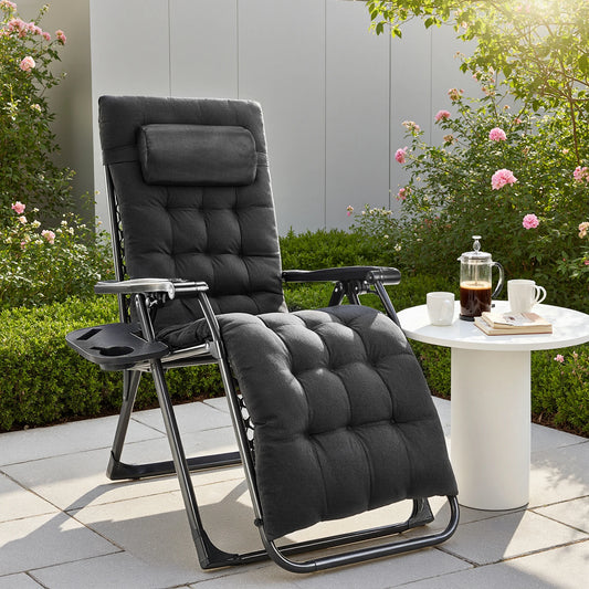 JHK Zero Gravity Recliner Outdoor Patio Lounge Chair With Cup Holder
