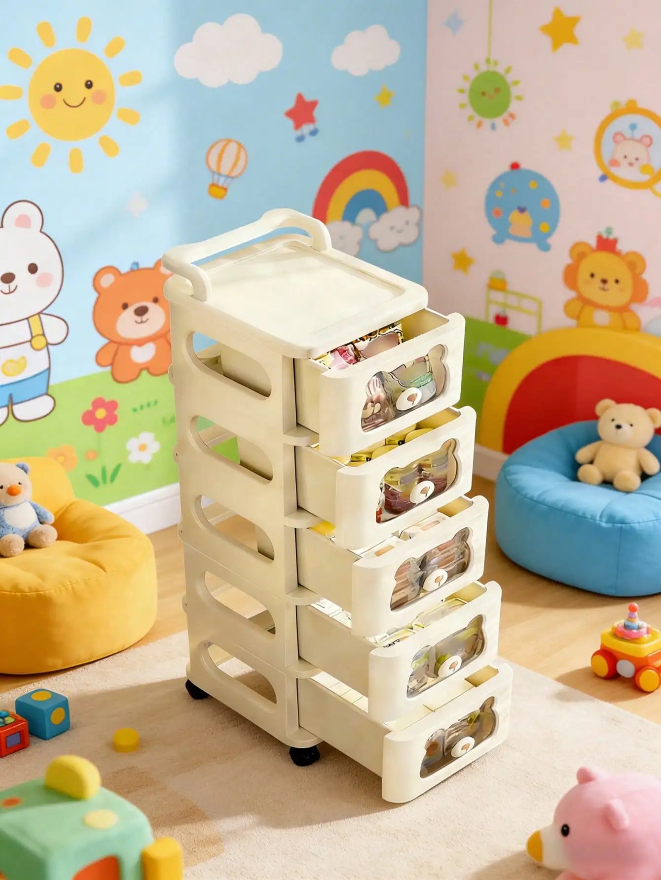 Removable Multi Layer Rolling Storage Drawers Cabinet For Home Office