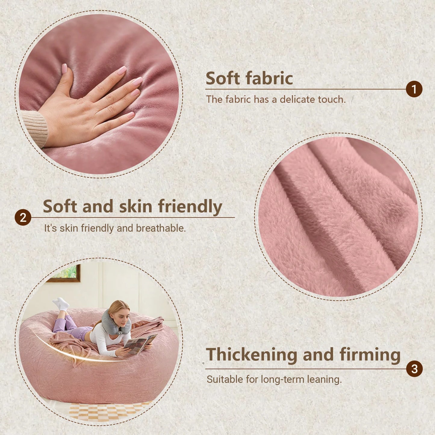Memory Foam Bean Bag Chair With Flannel Cover For Reading