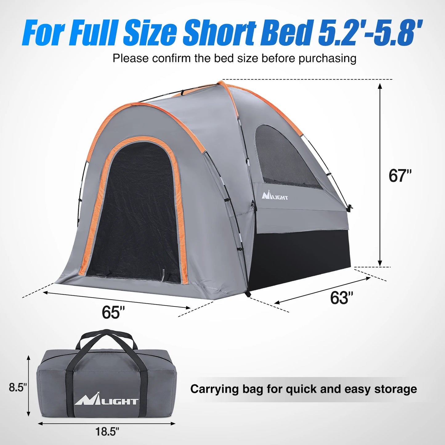 Truck Bed Tent Waterproof Double Layer For Pickup Truck Camping