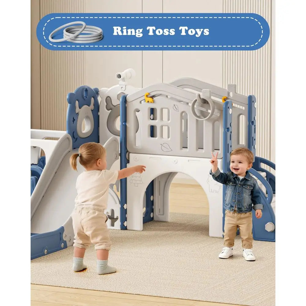 YTYIN 10 In 1 Toddler Playground With Slide Climber And Basketball Hoop