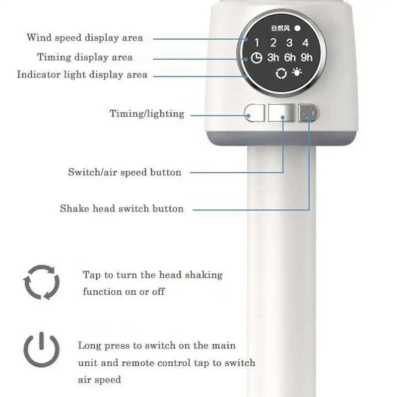 BALASHOV USB Rechargeable Floor Fan Silent Turbine With Timed Operation