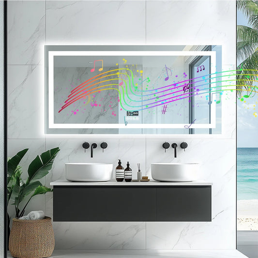 Wisfor LED Bathroom Mirror With Dimmable Lights And Bluetooth Display