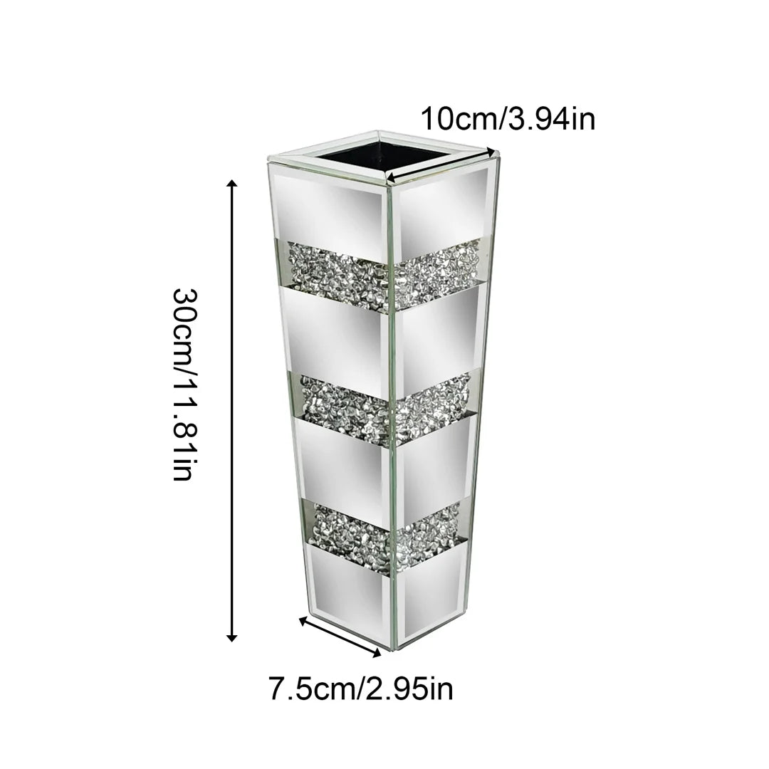 Modern Floor Flower Vase With Diamonds Glass Crystal Stand