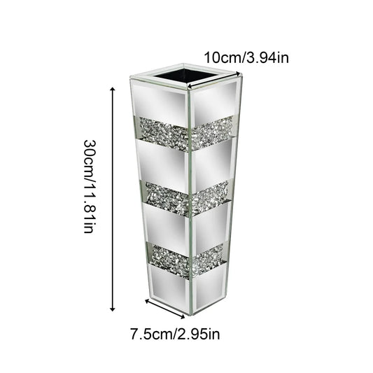Modern Floor Flower Vase With Diamonds Glass Crystal Stand