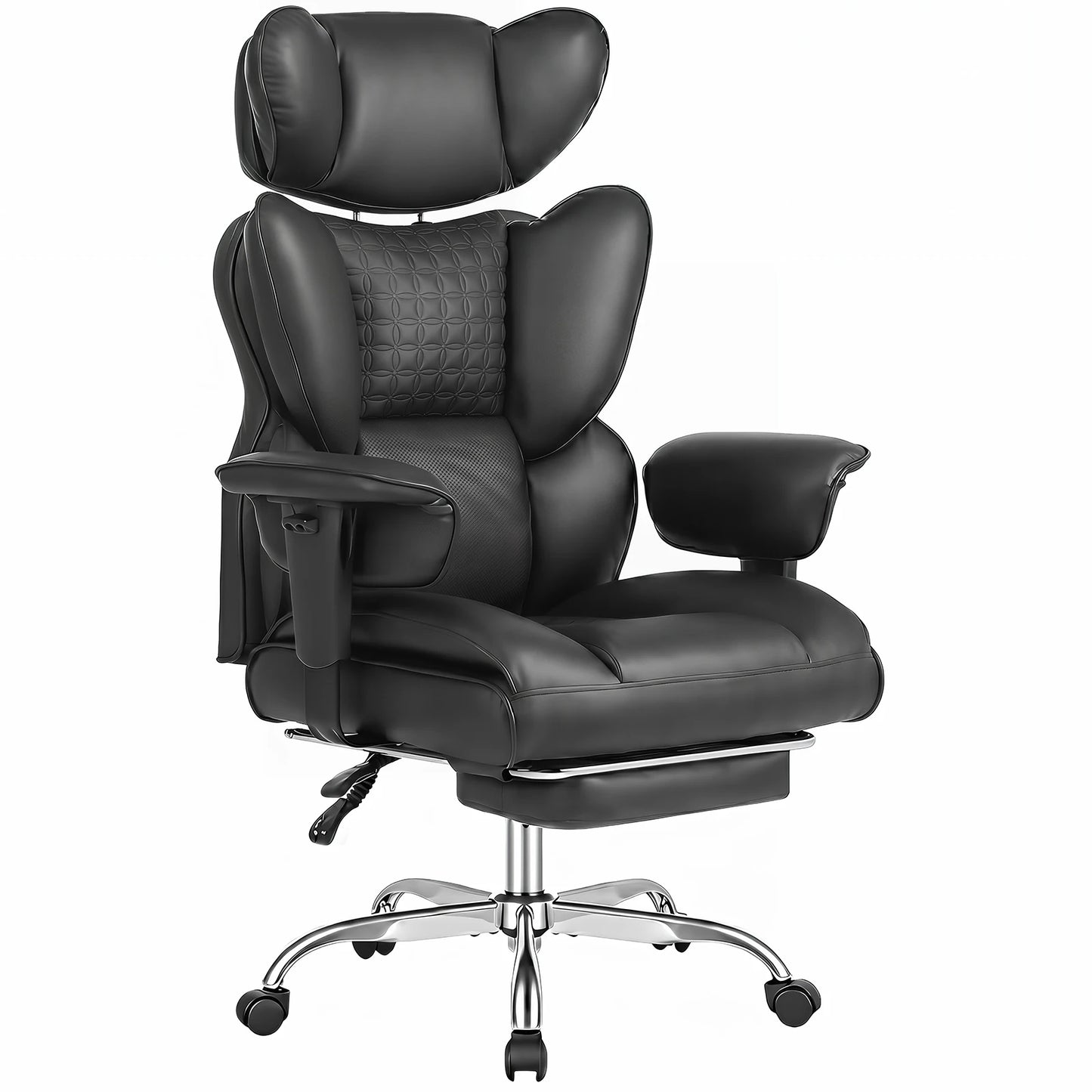 JHK Ergonomic Adjustable Armrests Reclining Office Chair PU Leather