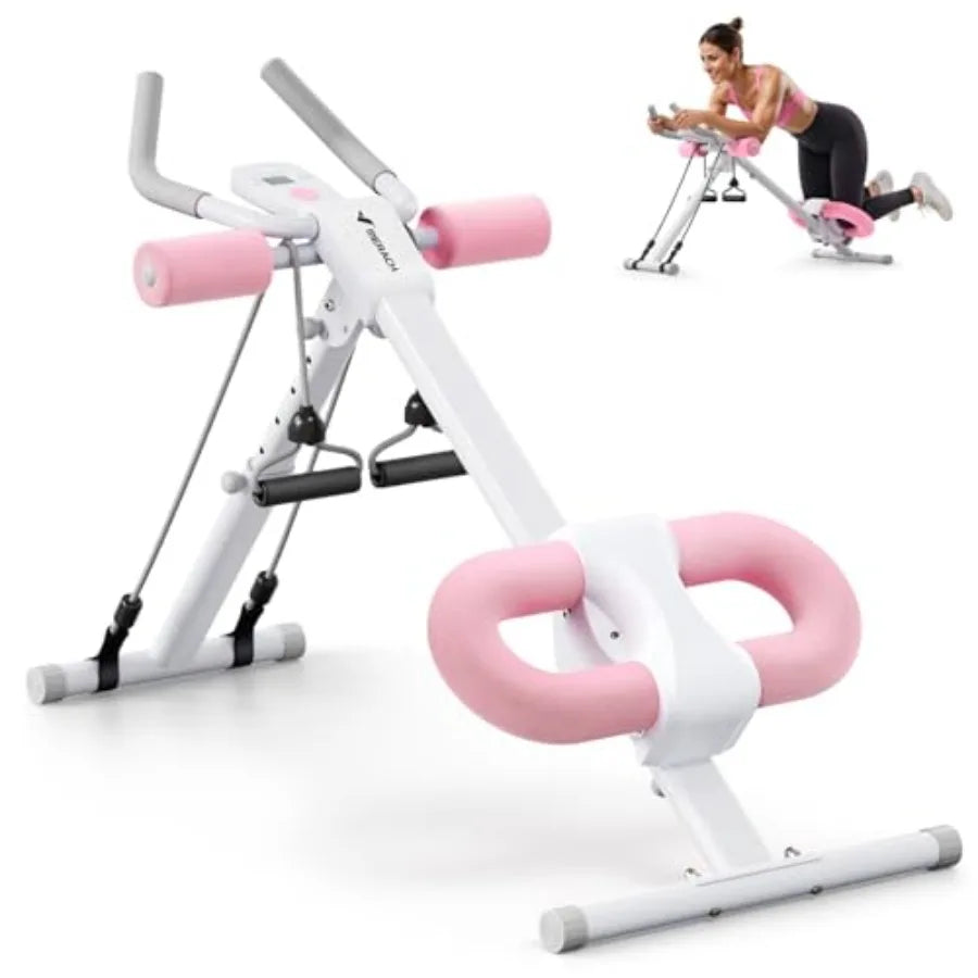 Foldable Abdominal Trainer With Knee Protection And Black Steel Frame