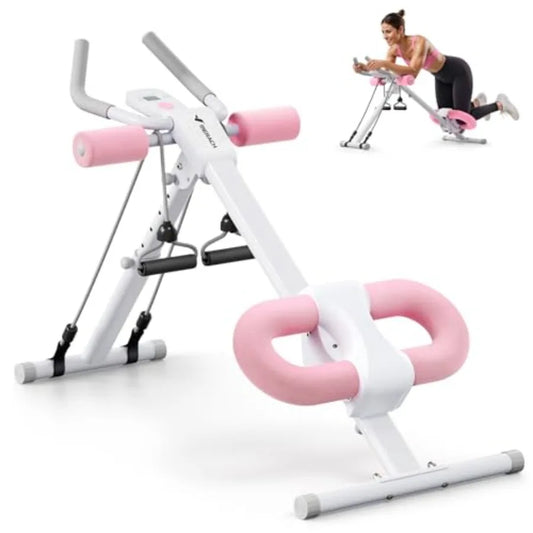 Foldable Abdominal Trainer With Knee Protection And Black Steel Frame