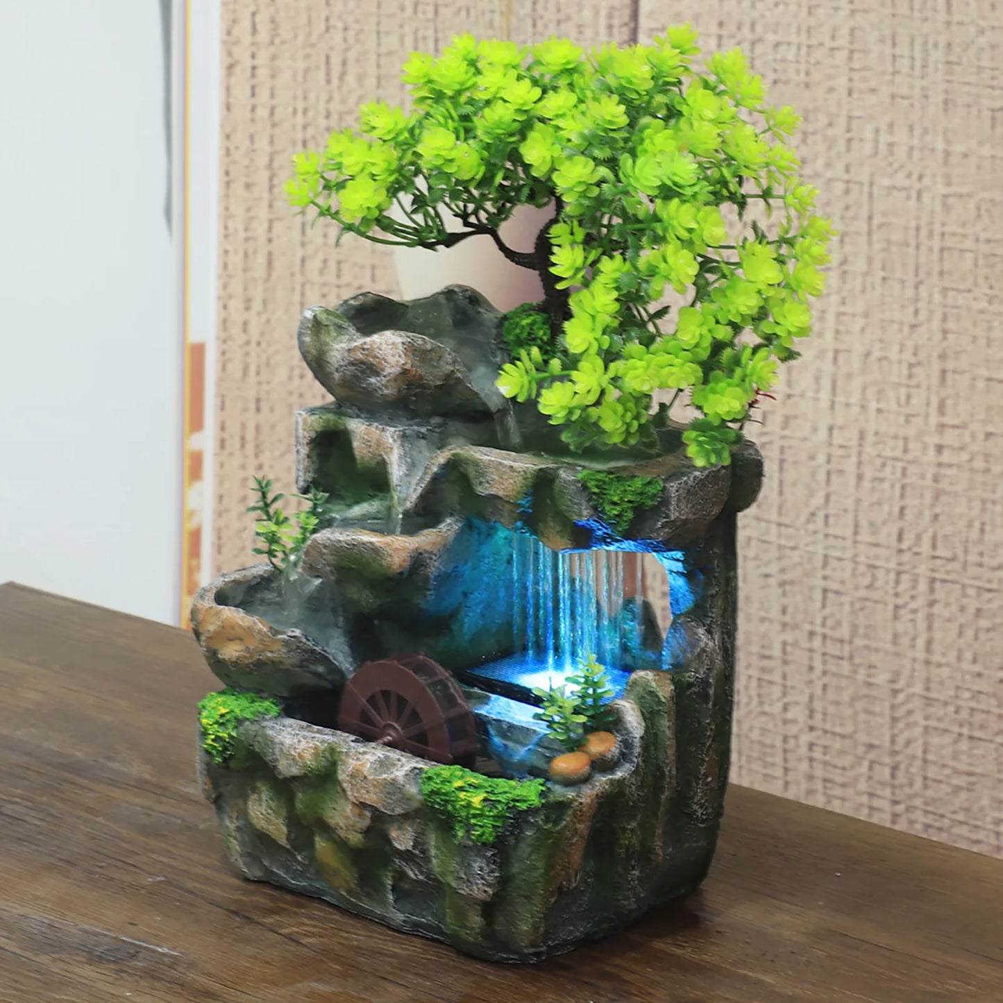 Indoor Desktop Water Fountain With LED Lighting Zen Meditation