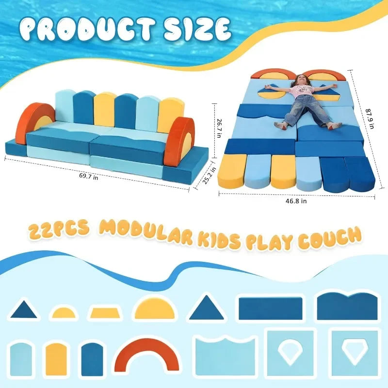 Erament 22 Piece Modular Kids Play Couch Set For Toddler