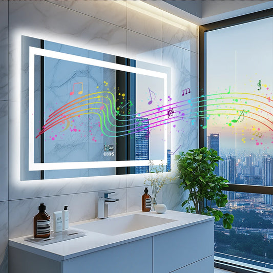 Wisfor LED Vanity Mirror with Dimmable Lights Bluetooth Display